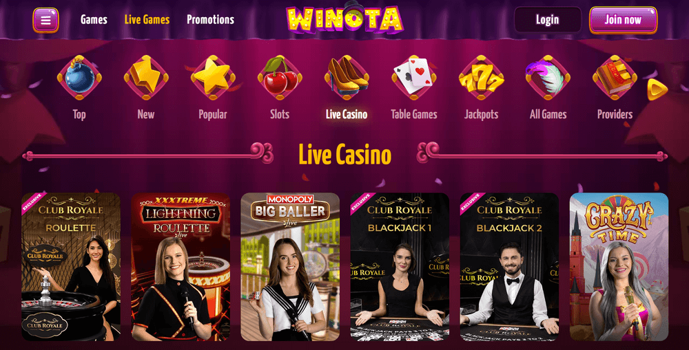 Winota Casino Live Casino