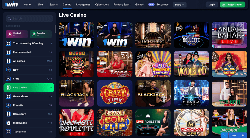 1win Casino Live Casino